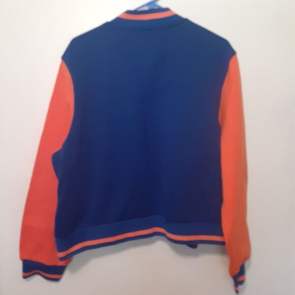 Shein Curve Jacket Women 4XL Blue Orange Varsity Bomber Button Up - Picture 5 of 7